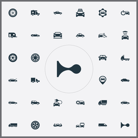 Set Of Simple Auto Icons. Elements Charging, Traffic, Renovation And Other Synonyms Traffic, Oval And Caravan.のイラスト素材