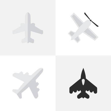 Vector Illustration Set Of Simple Plane Icons. Elements Airliner, Craft, Flying Vehicle And Other Synonyms Aircraft, Flying And Airplane.のイラスト素材