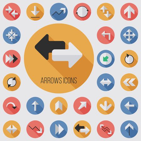 Arrows flat, digital icon setのイラスト素材