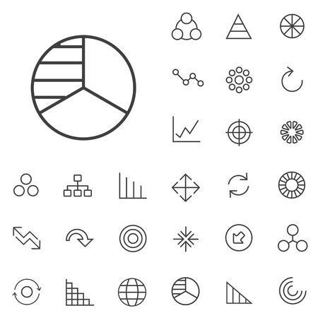 diagram outline, thin, flat, digital icon setのイラスト素材