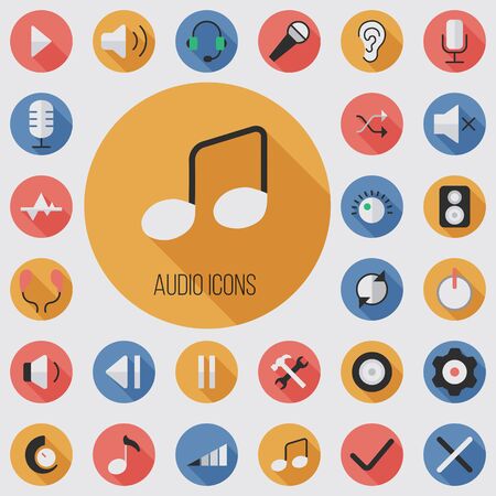 audio flat, digital icon setのイラスト素材