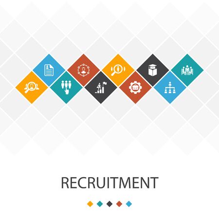 recruitment trendy UI template infographics concept. career, employment, position, iconsのイラスト素材