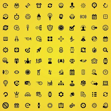 time management 100 icons universal set for web and UIのイラスト素材