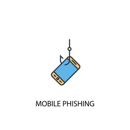mobile phishing concept 2 colored line icon. Simple yellow and blue element illustration. mobile phishing concept outline symbol designのイラスト素材