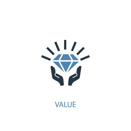 value concept 2 colored icon. Simple blue element illustration. value concept symbol design. Can be used for web and mobile