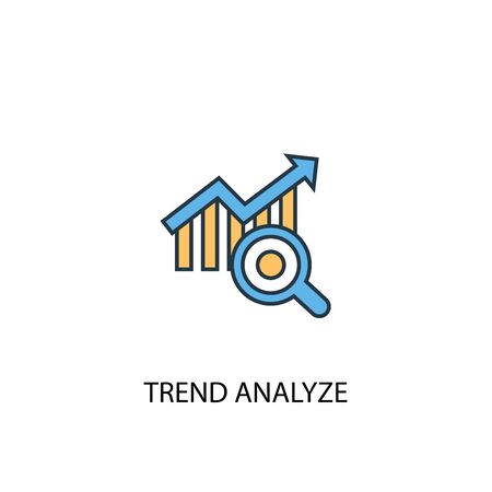 trend analyze concept 2 colored line icon. Simple yellow and blue element illustration. trend analyze concept outline symbolのイラスト素材