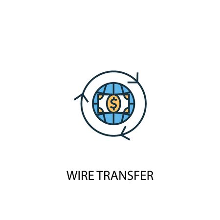 wire transfer concept 2 colored line icon. Simple yellow and blue element illustration. wire transfer concept outline symbolのイラスト素材