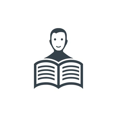 book reader concept logotype template design. Business logo icon shape. book reader simple illustrationのイラスト素材