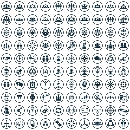 teamwork 100 icons universal set for web and UIのイラスト素材