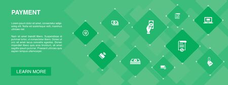 Payment Banner 10 Icons Concept Invoice Money Bill Discount