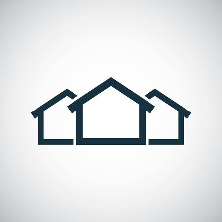 3 houses icon for web and UI on white backgroundのイラスト素材