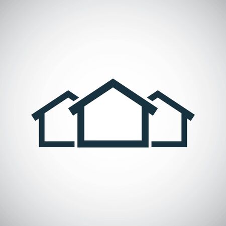 3 houses icon for web and UI on white background