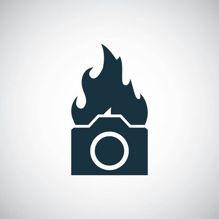 camera flame icon for web and UI on white backgroundのイラスト素材