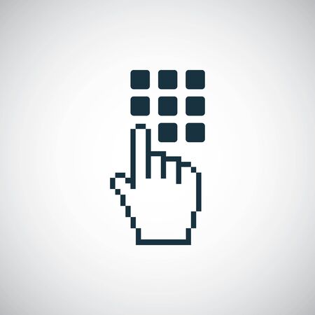 The hand press the button icon. for web and UI on white backgroundのイラスト素材