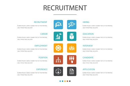recruitment Infographic 10 option concept. career, employment, position, experience iconsのイラスト素材