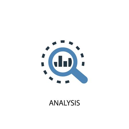 analysis concept 2 colored icon. Simple blue element illustration. analysis concept symbol design. Can be used for web and mobileのイラスト素材