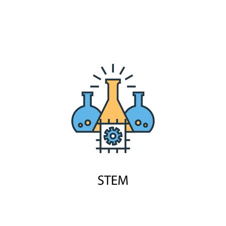 STEM concept 2 colored line icon. Simple yellow and blue element illustration. STEM concept outline symbolのイラスト素材
