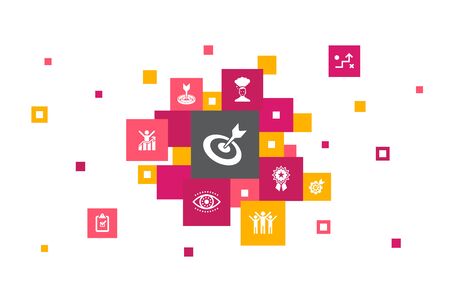 goal Infographic 10 steps bubble design.target, wish, task, goal setting iconsのイラスト素材