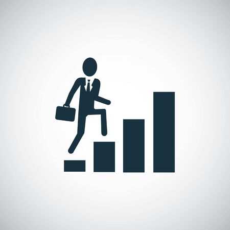 Man climbs the stairs icon, on white background.のイラスト素材