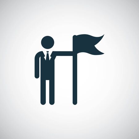 man holding flag icon, on white background.のイラスト素材
