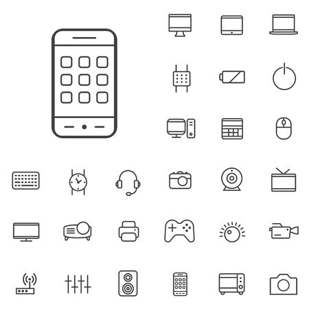 device outline, thin, flat, digital icon set for web and mobile.のイラスト素材