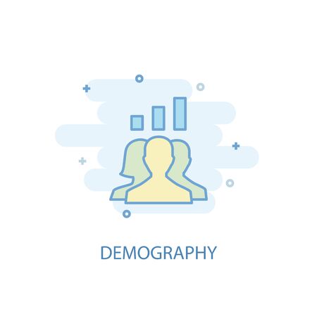 demography line concept. Simple line icon, colored illustration. demography symbol flat designのイラスト素材
