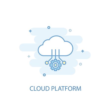cloud platform line concept. Simple line icon, colored illustration. cloud platform symbol flat designのイラスト素材