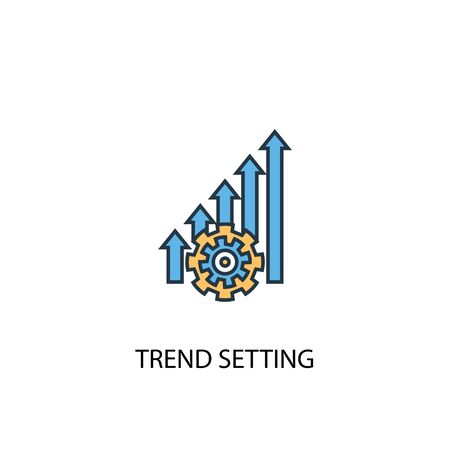 trend setting concept 2 colored line icon. Simple yellow and blue element illustration. trend setting concept outline symbolのイラスト素材