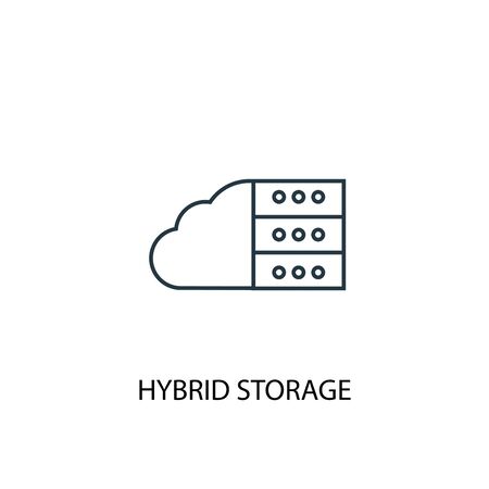 Hybrid Storage concept line icon. Simple element illustration. Hybrid Storage concept outline symbol design. Can be used for web and mobileのイラスト素材