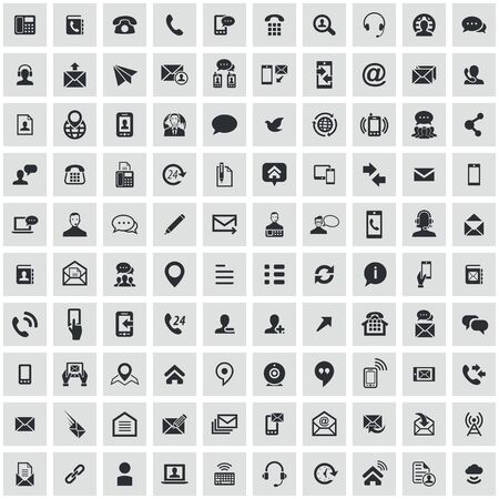 contact us 100 icons universal set for web and mobile.のイラスト素材