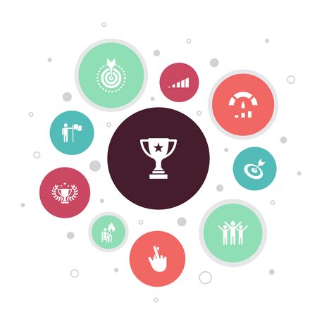 achievement Infographic 10 steps bubble design. progress, performance, goal, success iconsのイラスト素材