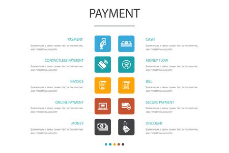 payment Infographic 10 option concept. Invoice, money, bill, discount simple iconsのイラスト素材