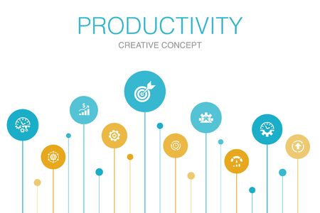 Productivity Infographic 10 steps circle design. performance, goal, system, process simple iconsのイラスト素材
