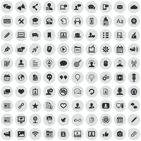 blog 100 icons universal set for web and UI.のイラスト素材