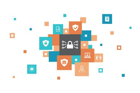 GDPR Infographic 10 steps bubble design.data, e-Privacy, agreement, protection iconsのイラスト素材