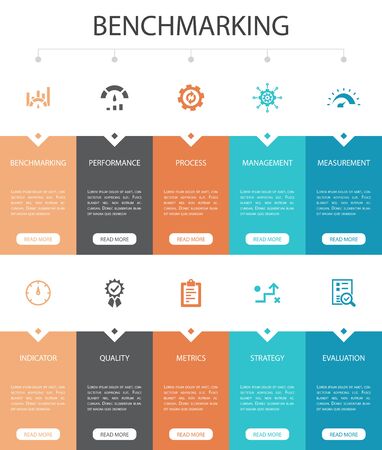 benchmarking Infographic 10 option UI design.process, management, indicator simple iconsのイラスト素材