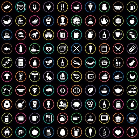 food 100 icons universal set for web and UIのイラスト素材