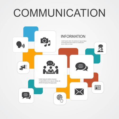 communication Infographic 10 line icons template. internet, message, discussion, announcement simple iconsのイラスト素材