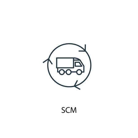 SCM concept line icon. Simple element illustration. SCM concept outline symbol design. Can be used for web and mobileのイラスト素材