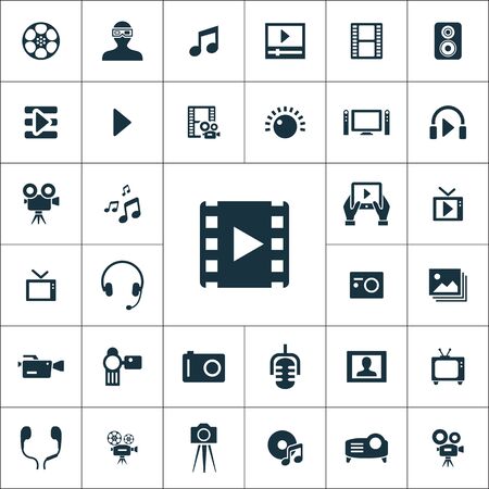 multimedia, video icons universal set for web and UIのイラスト素材