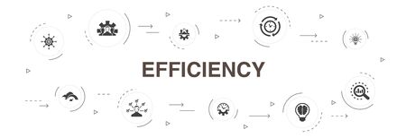 Efficiency Infographic 10 steps circle design. time management, speed, multitasking, teamwork iconsのイラスト素材