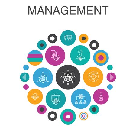 Illustration pour management Infographic circle concept. Smart UI elements manager, control, organization, presentation - image libre de droit