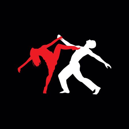 Latin dancers silhouettes on the black background.のイラスト素材