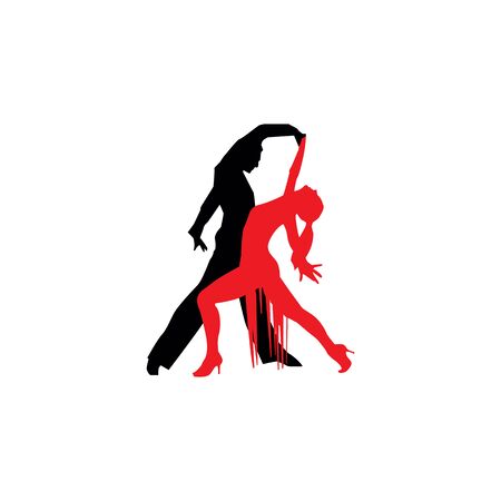 Latin dancers silhouettes on the white background.のイラスト素材