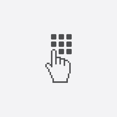 The hand press the button icon, on white background.のイラスト素材