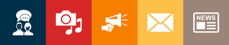 communication icons Infographic design template. Creative concept with 5 stepsのイラスト素材