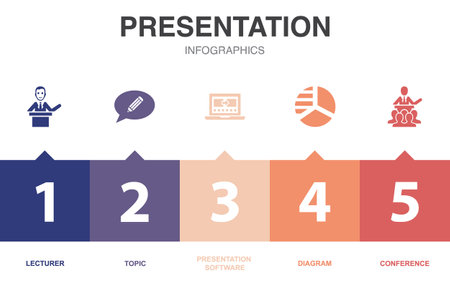 presentation icons Infographic design template. Creative concept with 5 stepsのイラスト素材