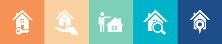real estate icons Infographic design template. Creative concept with 5 stepsのイラスト素材