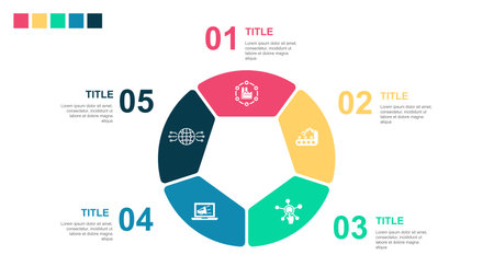 industry 4.0, automation, digitization, digital marketing, digital world, icons Infographic design layout template. Creative presentation concept with 5 stepsのイラスト素材
