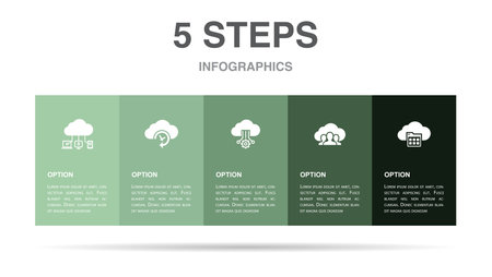 Cloud computing, Backup, platform, public cloud, Cloud application, icons Infographic design layout template. Creative presentation concept with 5 stepsのイラスト素材